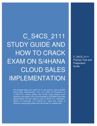 C_S4CS_2111 Study Guide and How to Crack Exam on SAP S/4HANA Cloud