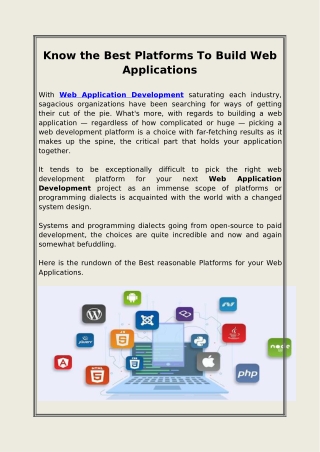 Know the Best Platforms To Build Web Applications