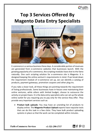 Top 3 Services Offered By Magento Data Entry Specialists