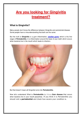 Are you looking for Gingivitis treatment
