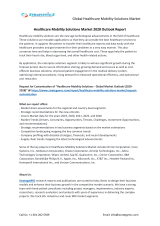 Healthcare Mobility Solutions Market Forecasts to 2028