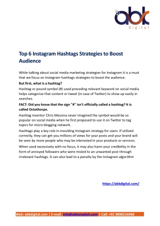 Top 6 Instagram Hashtags Strategies to Boost Audience