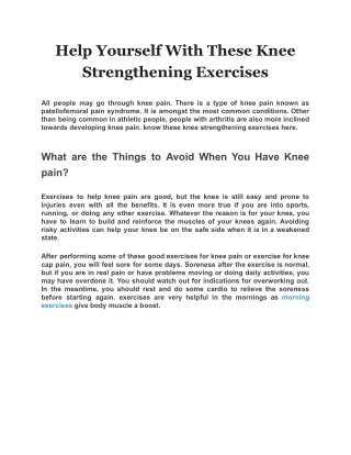 Help Yourself With These Knee Strengthening Exercises