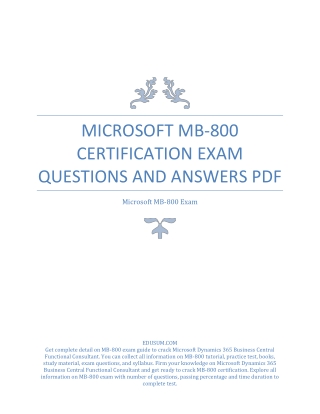 Latest Microsoft MB-800 Certification Exam Questions and Answers PDF