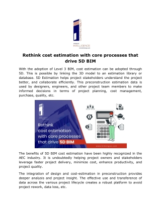 Rethink cost estimation with core processes that drive 5D BIM -converted