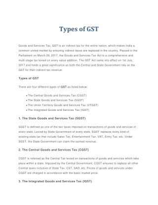 Types of GST