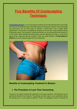 Five Benefits Of Coolsculpting Technique