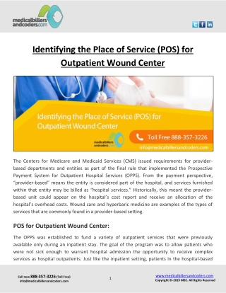 Identifying the Place of Service (POS) for Outpatient Wound Center