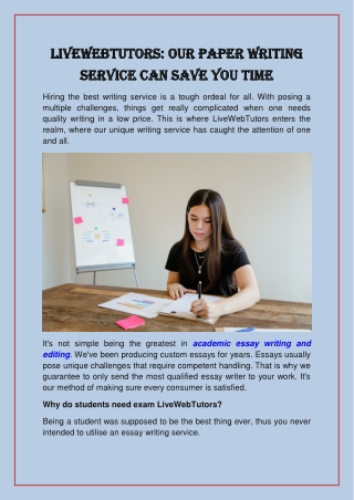 LiveWebTutors - Our Paper Writing Service Can Save You Time