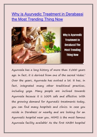 Why is Ayurvedic Treatment in Derabassi the Most Trending Thing Now