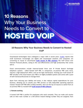 10 Reasons Why Your Business Needs to Convert to Hosted VoIP