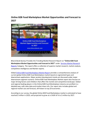Global Online B2B Food Marketplace Market Research Report 2021-2027