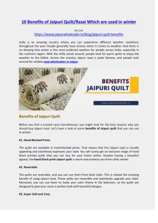 10 Benefits of Jaipuri Quilt Razai Which are Used In Winter