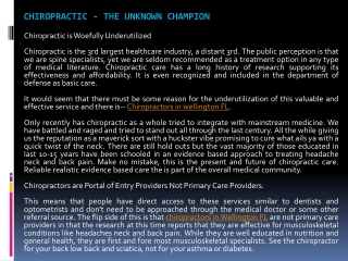 Chiropractic - The Unknown Champion