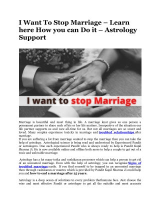 I Want To Stop Marriage – Learn here How you can Do it – Astrology Support