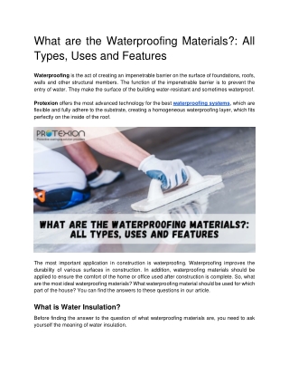 What are the Waterproofing Materials__ All Types, Uses and Features