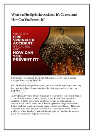What is a Fire Sprinkler Accident t’s Causes, And How Can You Prevent It?