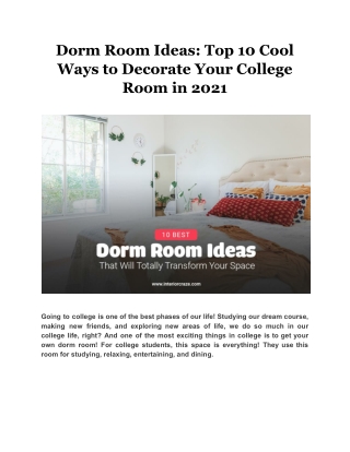 Dorm Room Ideas: Top 10 Cool Ways to Decorate Your College Room in 2021
