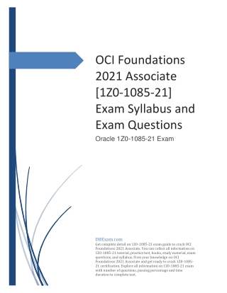 OCI Foundations 2021 Associate [1Z0-1085-21] Exam Syllabus and Exam Questions
