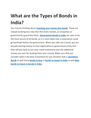what are the types of bonds in india