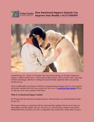 How Emotional Support Animals Can Improve Your Health. 14157386899