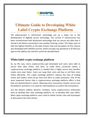 Ultimate Guide to Developing White Label Crypto Exchange Platform