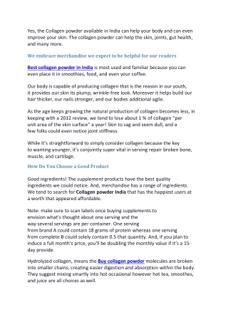 Does Collagen powder India help your body