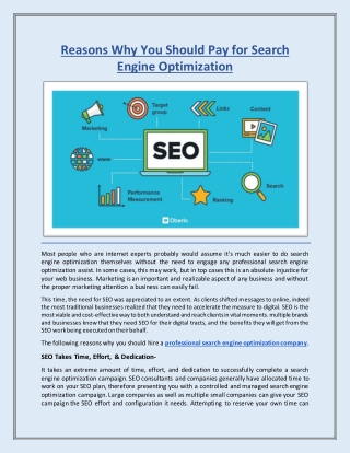 Reasons Why You Should Pay for Search Engine Optimization