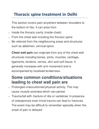 Thoracic spine treatment in Delhi