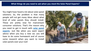 What things do you need to ask when you meet the Solar Panel Experts