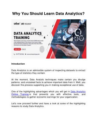 Why You Should Learn Data Analytics?