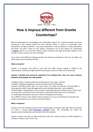 How is Impreza different from Granite Countertops