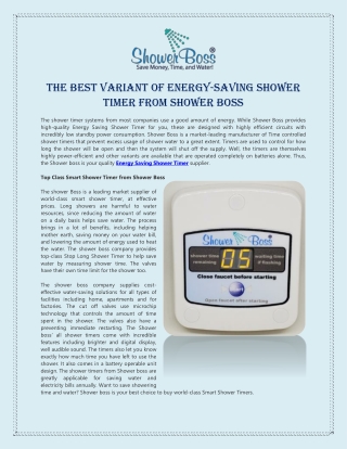 The Best Variant of Energy-Saving Shower Timer from Shower Boss