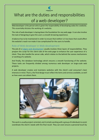 What are the duties and responsibilities of a web developer