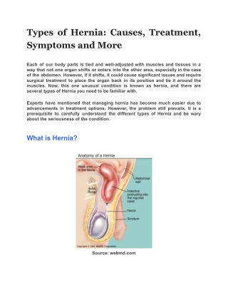 Types of Hernia: Causes, Treatment, Symptoms and More