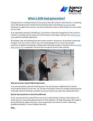 What is B2B lead generation
