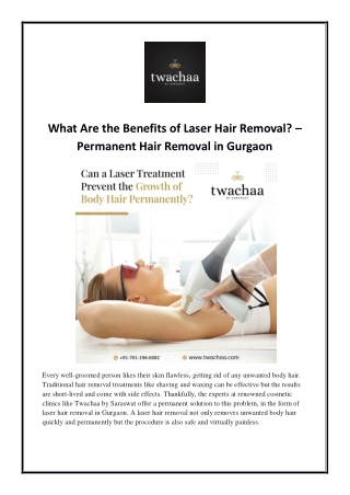 What Are the Benefits of Laser Hair Removal? – Permanent Hair Removal in Gurgaon