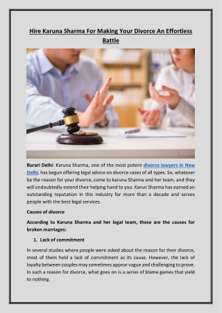 Hire Karuna Sharma For Making Your Divorce An Effortless Battle