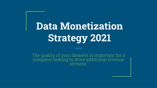 Data Monetization Strategy 2021