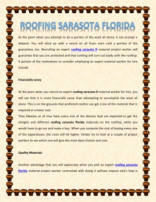 Roofing Sarasota Florida
