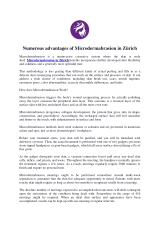 Numerous advantages of Microdermabrasion in Zürich