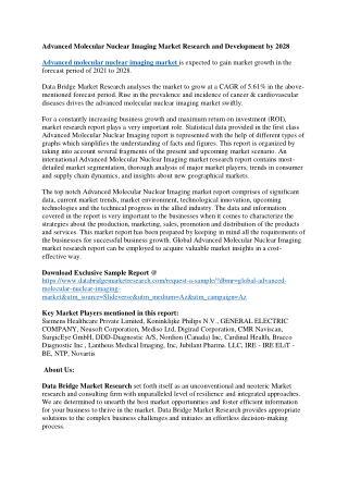 Advanced Molecular Nuclear Imaging Market Research and Development