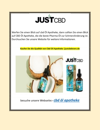 Kaufen Sie die Qualität von Cbd Oil Apotheke |justcbdstore.de