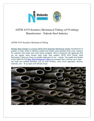 ASTM A519 Seamless Mechanical Tubing (a519 tubing) Manufacturer