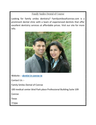 Dentist in Conroe Tx Familysmilesofconroe.com