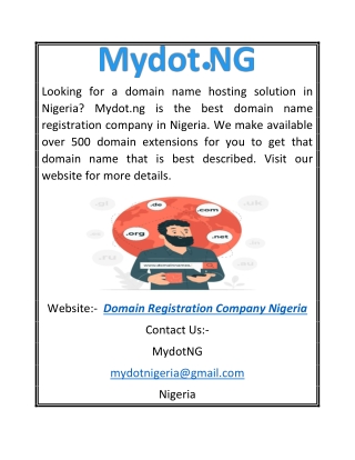 Domain Registration Company Nigeria | Mydot.ng
