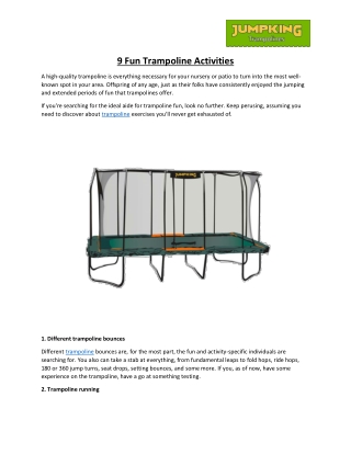 9 Fun Trampoline Activities