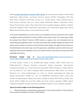 Insulated Gate Bipolar Transistor (IGBT) Market