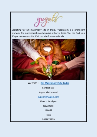 Nri Matrimony Site India | Yugals.com