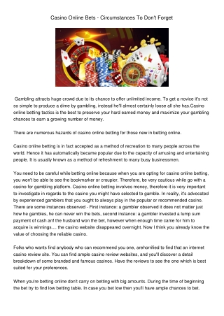 CasinoOnlineBets-CircumstancesToDontForget